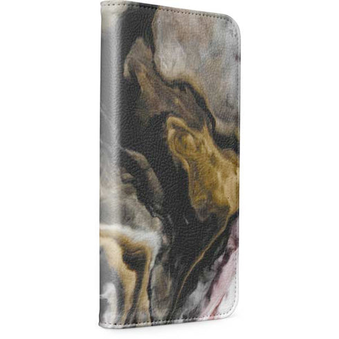 Gold Blush Marble Ink iPhone 15 Pro Folio Case